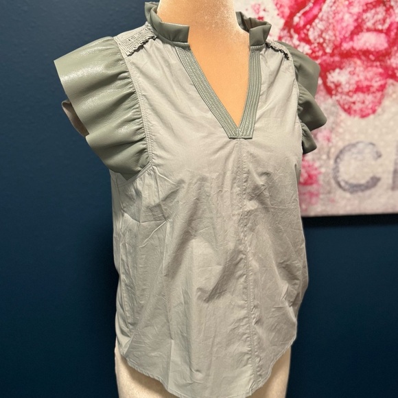 MELISSA NEPTON Reese Sage Ruffled Cap Sleeve Blouse XS - Picture 4 of 12